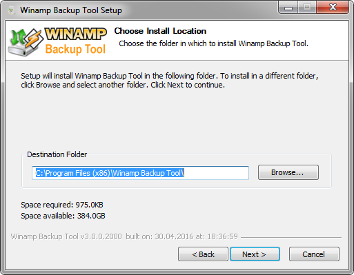 Winamp Backup Tool Installer - Directory Page