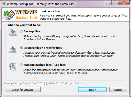 Winamp Backup Tool 3.6.5 Build 3290 full