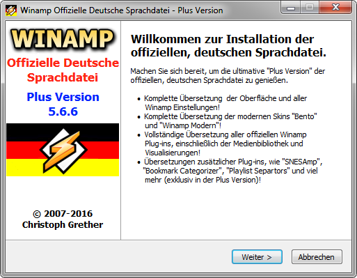 Winamp Deutsche Sprachdatei Welcome Page